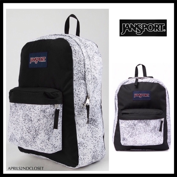JANSPORT BLACK WHITE SCHOOL BOOK BACKPACK - Picture 9 of 10